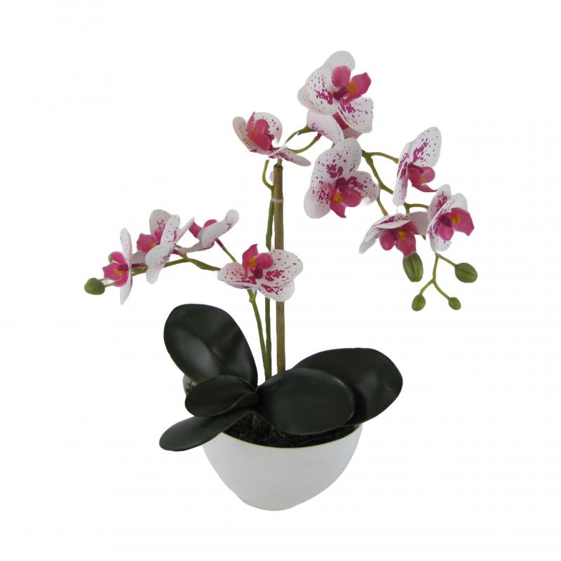 Sztuczne storczyki x2 w doniczce 40cm cętki różowe (5 szt.)